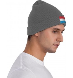 Flag of Luxembourg Texture Effect Beanie Hat for Men Women Knit Skull Cap Warm Hats Black Knitted Caps Deep Heather $10.01 Sk...