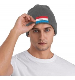 Flag of Luxembourg Texture Effect Beanie Hat for Men Women Knit Skull Cap Warm Hats Black Knitted Caps Deep Heather $10.01 Sk...