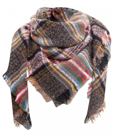 Classic Plaid Tartan Scarf for Women Men Soft Check Tassel Scarves Soft Classic Winter Scarf C-coffee $5.96 Scarves