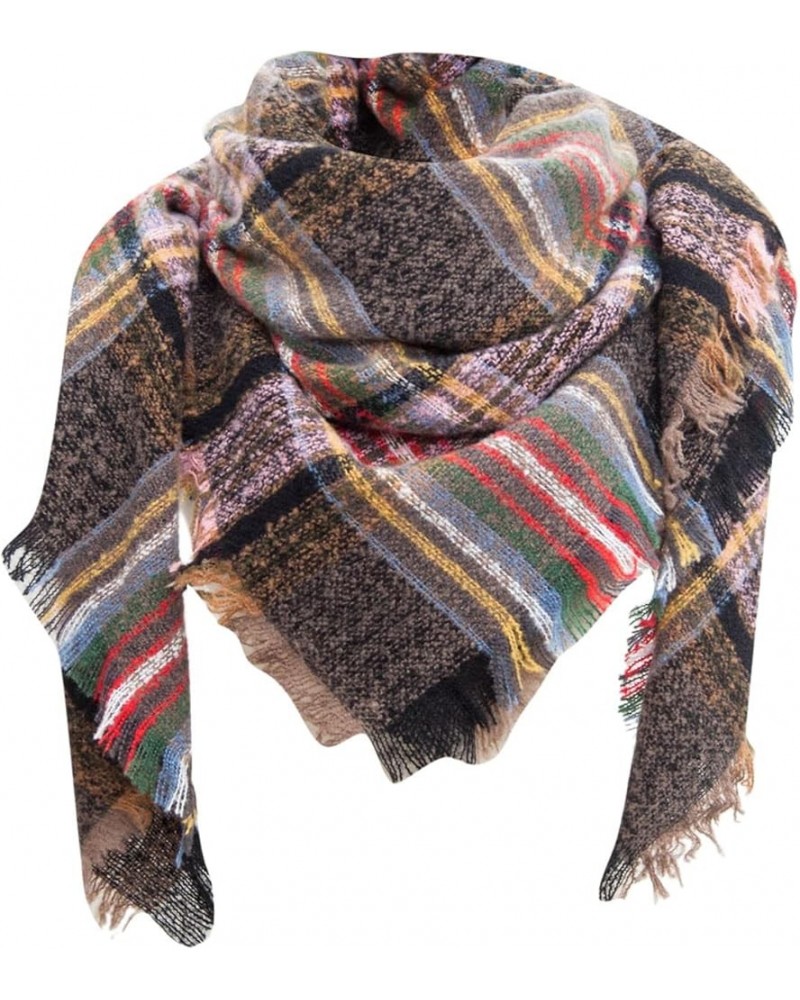 Classic Plaid Tartan Scarf for Women Men Soft Check Tassel Scarves Soft Classic Winter Scarf C-coffee $5.96 Scarves