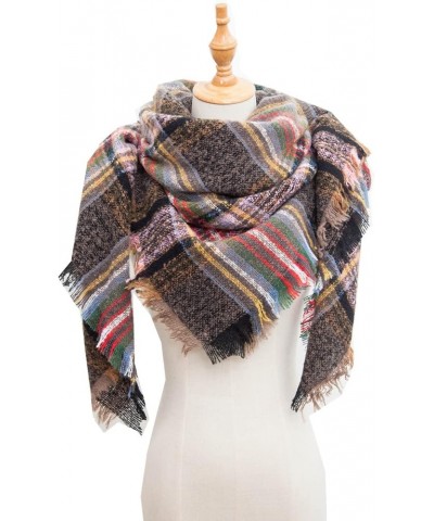 Classic Plaid Tartan Scarf for Women Men Soft Check Tassel Scarves Soft Classic Winter Scarf C-coffee $5.96 Scarves