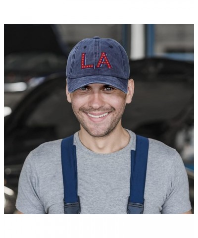 Custom Soft Washed Baseball Cap Red Flag Stars Love Cotton Navy Design Only $14.00 Baseball Caps