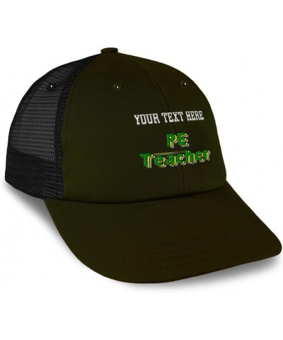 Custom Custom Trucker Hat Baseball Cap Pe Teacher Physical Cotton Education Dad Hats for Men & Women Loden Black Personalized...