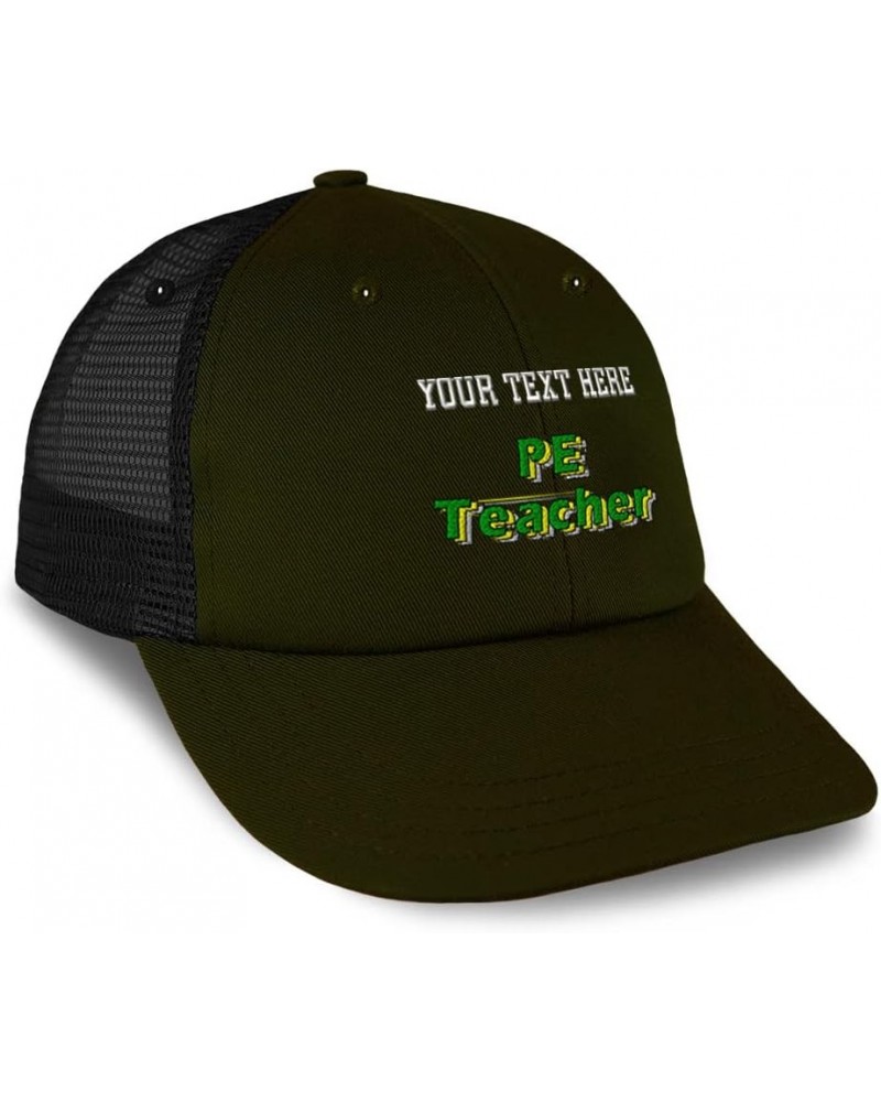 Custom Custom Trucker Hat Baseball Cap Pe Teacher Physical Cotton Education Dad Hats for Men & Women Loden Black Personalized...