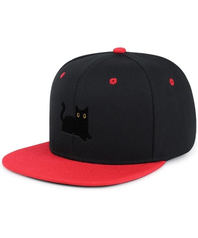 Black Cat Hip-Hop Snapback Hat Embroidered Baseball Cap Cat Mom 22. Black/Red $13.24 Baseball Caps