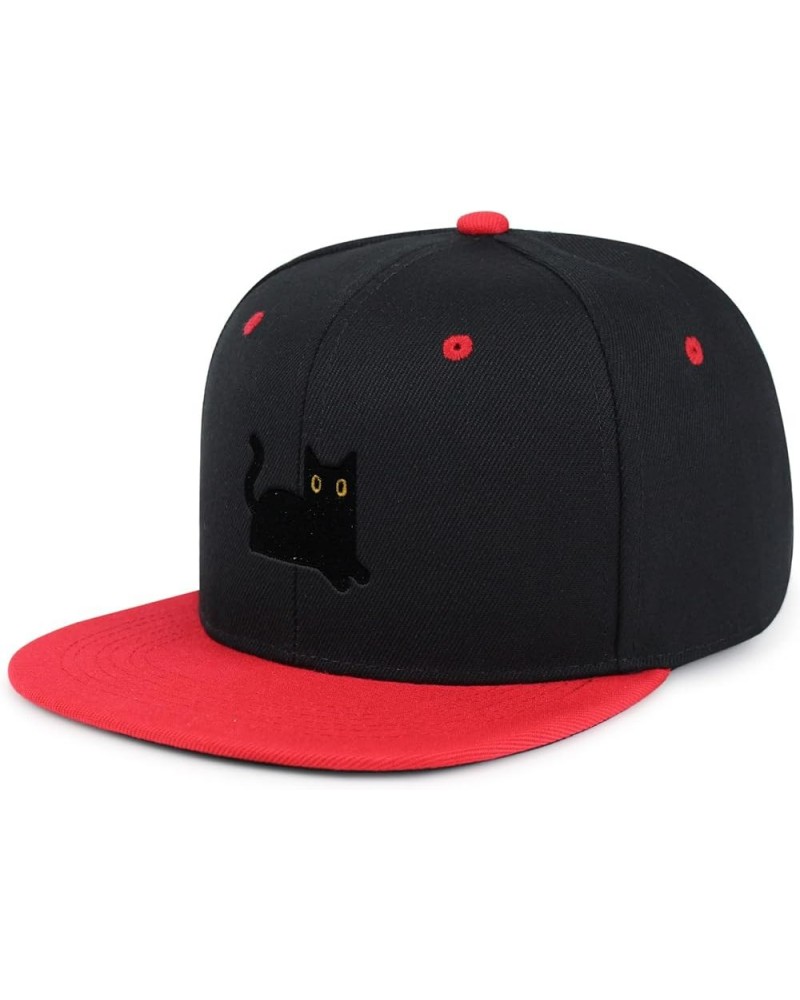 Black Cat Hip-Hop Snapback Hat Embroidered Baseball Cap Cat Mom 22. Black/Red $13.24 Baseball Caps