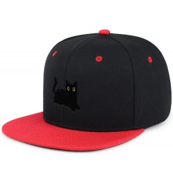 Black Cat Hip-Hop Snapback Hat Embroidered Baseball Cap Cat Mom 22. Black/Red $13.24 Baseball Caps