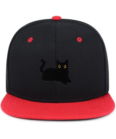 Black Cat Hip-Hop Snapback Hat Embroidered Baseball Cap Cat Mom 22. Black/Red $13.24 Baseball Caps