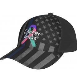 Cancer Sucks Thyroid Cancer Awareness Cap Tucker Hat Adjustable Sports Baseball Caps4 Black $15.98 Baseball Caps