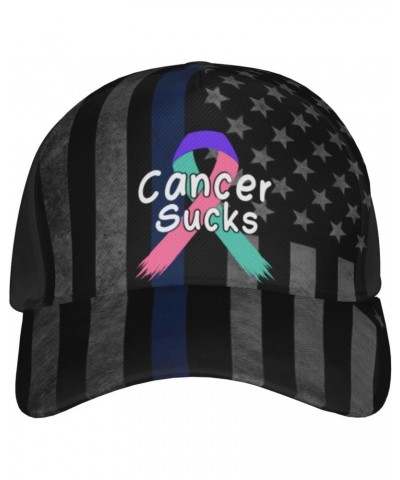 Cancer Sucks Thyroid Cancer Awareness Cap Tucker Hat Adjustable Sports Baseball Caps4 Black $15.98 Baseball Caps