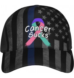 Cancer Sucks Thyroid Cancer Awareness Cap Tucker Hat Adjustable Sports Baseball Caps4 Black $15.98 Baseball Caps