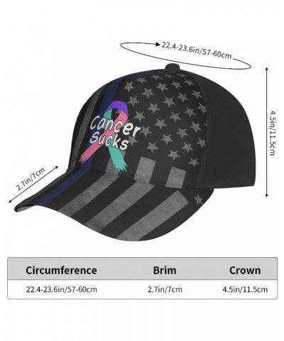 Cancer Sucks Thyroid Cancer Awareness Cap Tucker Hat Adjustable Sports Baseball Caps4 Black $15.98 Baseball Caps