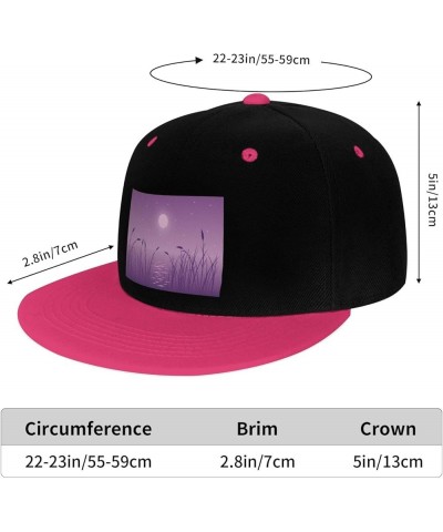 Beautiful Night with Grass Landscape Picture Snapback Hat for Men Women Baseball Cap Trucker Flat Bill Hats Dad Caps Pink $11...