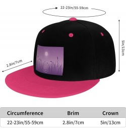 Beautiful Night with Grass Landscape Picture Snapback Hat for Men Women Baseball Cap Trucker Flat Bill Hats Dad Caps Pink $11...