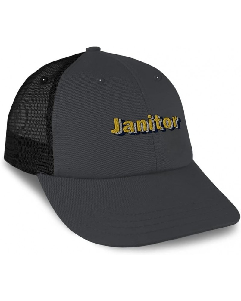 Custom Custom Trucker Hat Baseball Cap Janitor Clean Cotton Task Dad Hats for Men & Women Dark Grey Black Design Only $13.80 ...