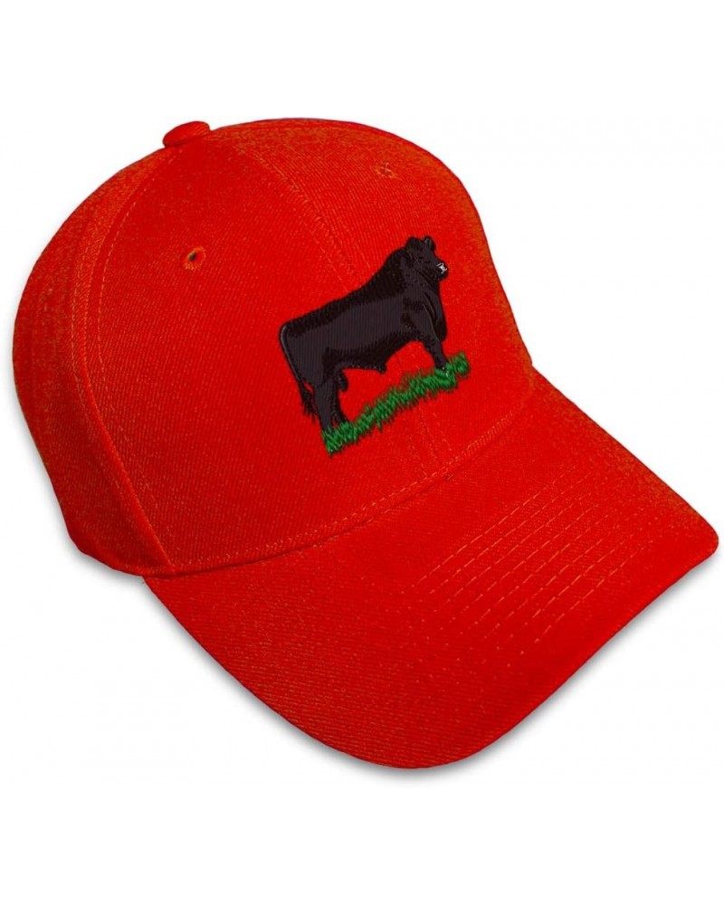 Custom Baseball Cap Angus Bull Embroidery Acrylic Dad Hats for Men & Women Red Design Only $14.24 Baseball Caps