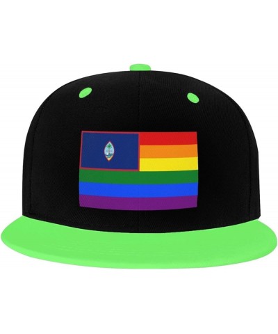 Pride Rainbow LGBT Flag of Guam Snapback Hat for Men Women Baseball Cap Trucker Flat Bill Hats Dad Caps Green $11.64 Baseball...