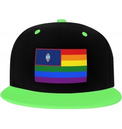 Pride Rainbow LGBT Flag of Guam Snapback Hat for Men Women Baseball Cap Trucker Flat Bill Hats Dad Caps Green $11.64 Baseball...