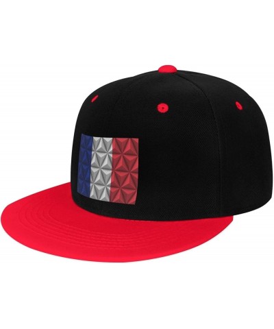 Polygonal Effect of The French Flag Snapback Hat for Men Women Baseball Cap Trucker Flat Bill Hats Dad Caps Red $10.18 Baseba...