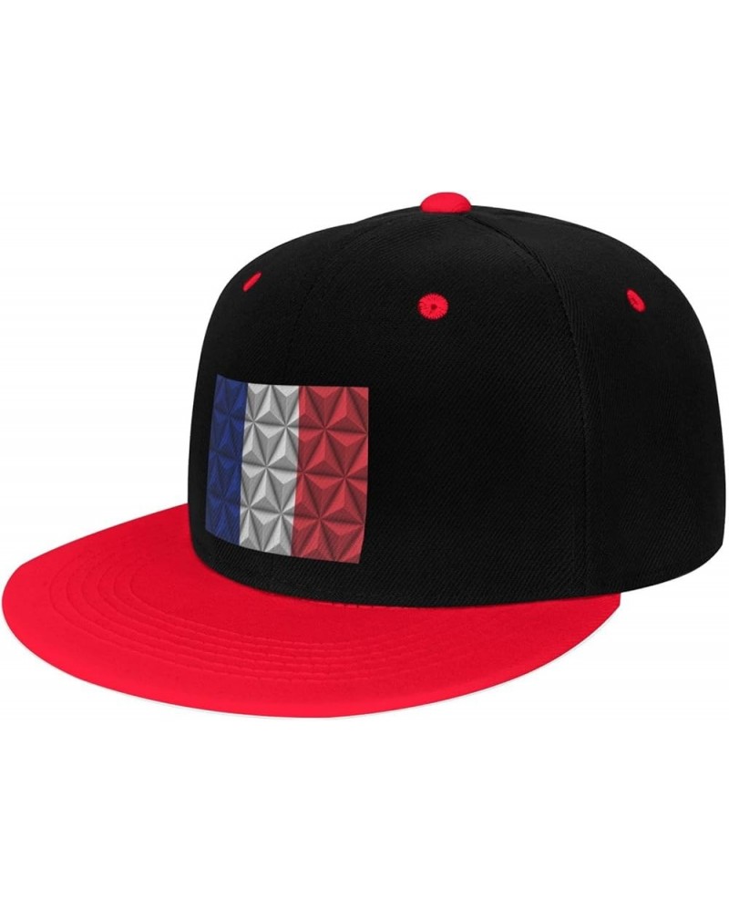 Polygonal Effect of The French Flag Snapback Hat for Men Women Baseball Cap Trucker Flat Bill Hats Dad Caps Red $10.18 Baseba...