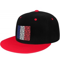 Polygonal Effect of The French Flag Snapback Hat for Men Women Baseball Cap Trucker Flat Bill Hats Dad Caps Red $10.18 Baseba...