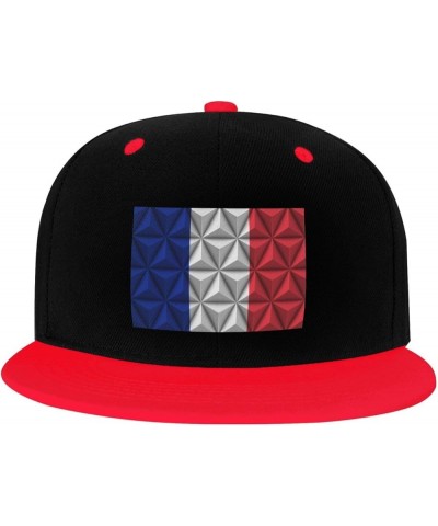 Polygonal Effect of The French Flag Snapback Hat for Men Women Baseball Cap Trucker Flat Bill Hats Dad Caps Red $10.18 Baseba...