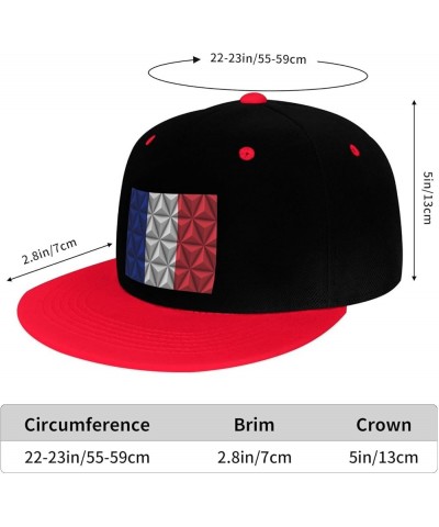 Polygonal Effect of The French Flag Snapback Hat for Men Women Baseball Cap Trucker Flat Bill Hats Dad Caps Red $10.18 Baseba...