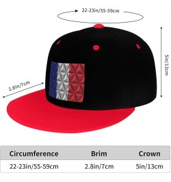 Polygonal Effect of The French Flag Snapback Hat for Men Women Baseball Cap Trucker Flat Bill Hats Dad Caps Red $10.18 Baseba...