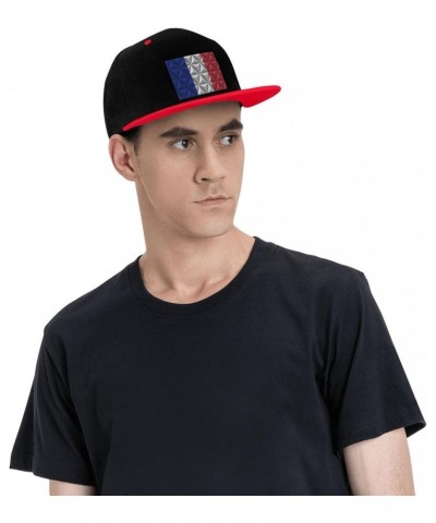 Polygonal Effect of The French Flag Snapback Hat for Men Women Baseball Cap Trucker Flat Bill Hats Dad Caps Red $10.18 Baseba...