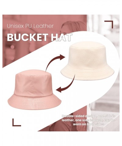 2 Pcs Winter Pu Leather Bucket Hat for Women Men Unisex Fisherman Rain Hat for Women Waterproof Packable Sun Trendy Cute Rain...