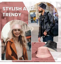 2 Pcs Winter Pu Leather Bucket Hat for Women Men Unisex Fisherman Rain Hat for Women Waterproof Packable Sun Trendy Cute Rain...