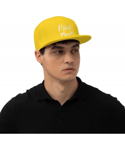 Men Women Adjustable Baseball Caps, Pitbulls Mom Unisex Plain Hats Vintage Trucker Dad Cap Black Yellow $12.29 Baseball Caps