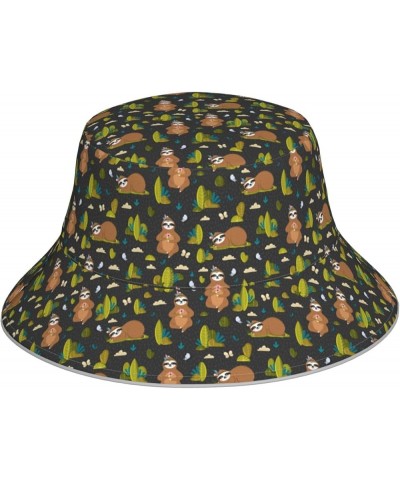 Game Play Women's Bucket Hats Unisex Double-Side-Wear Reversible Bucket Hat with Reflective Strips Funny Sloths in the Forest...