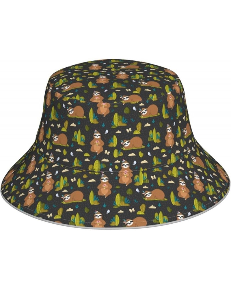 Game Play Women's Bucket Hats Unisex Double-Side-Wear Reversible Bucket Hat with Reflective Strips Funny Sloths in the Forest...