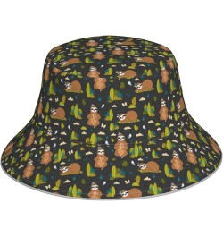 Game Play Women's Bucket Hats Unisex Double-Side-Wear Reversible Bucket Hat with Reflective Strips Funny Sloths in the Forest...