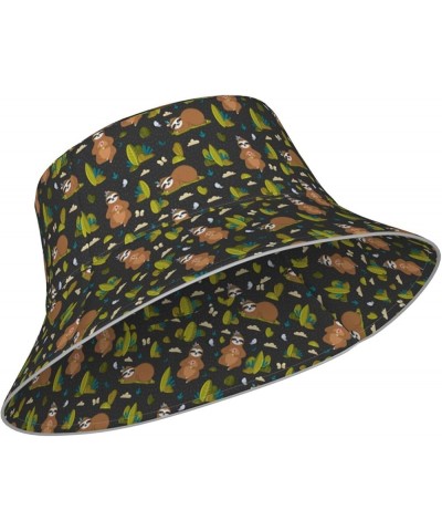 Game Play Women's Bucket Hats Unisex Double-Side-Wear Reversible Bucket Hat with Reflective Strips Funny Sloths in the Forest...