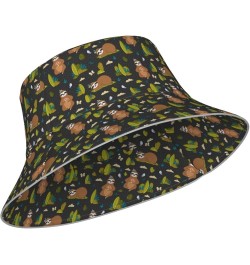 Game Play Women's Bucket Hats Unisex Double-Side-Wear Reversible Bucket Hat with Reflective Strips Funny Sloths in the Forest...