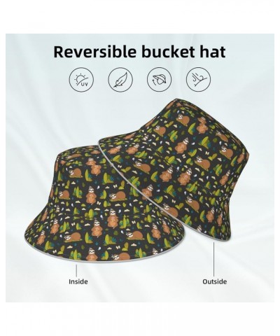 Game Play Women's Bucket Hats Unisex Double-Side-Wear Reversible Bucket Hat with Reflective Strips Funny Sloths in the Forest...