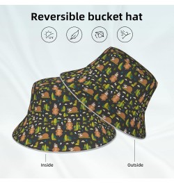 Game Play Women's Bucket Hats Unisex Double-Side-Wear Reversible Bucket Hat with Reflective Strips Funny Sloths in the Forest...