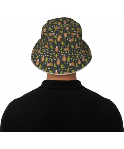 Game Play Women's Bucket Hats Unisex Double-Side-Wear Reversible Bucket Hat with Reflective Strips Funny Sloths in the Forest...