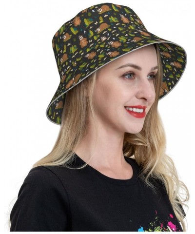 Game Play Women's Bucket Hats Unisex Double-Side-Wear Reversible Bucket Hat with Reflective Strips Funny Sloths in the Forest...