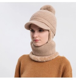 Women Winter Slouchy Knit Warm Hats Wool Cap Scarf Cap Cute Outdoor Ear Women Bike Hat for Cold Weather Khaki $11.67 Skullies...