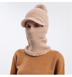 Women Winter Slouchy Knit Warm Hats Wool Cap Scarf Cap Cute Outdoor Ear Women Bike Hat for Cold Weather Khaki $11.67 Skullies...