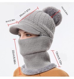 Women Winter Slouchy Knit Warm Hats Wool Cap Scarf Cap Cute Outdoor Ear Women Bike Hat for Cold Weather Khaki $11.67 Skullies...