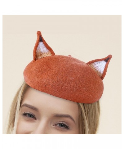 Fox Beret Hat Painter Hat Costume Hats Warm Soft Decor Winter Cap Womens French Beret for Travel Party New Year Festival Lady...