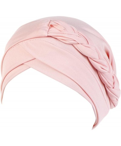 Braid Turban Cap for Women Ethnic Bohemia Hair Cover Wrap Hat African Pre Tied Bonnet Easter Bunny Pink $6.37 Skullies & Beanies