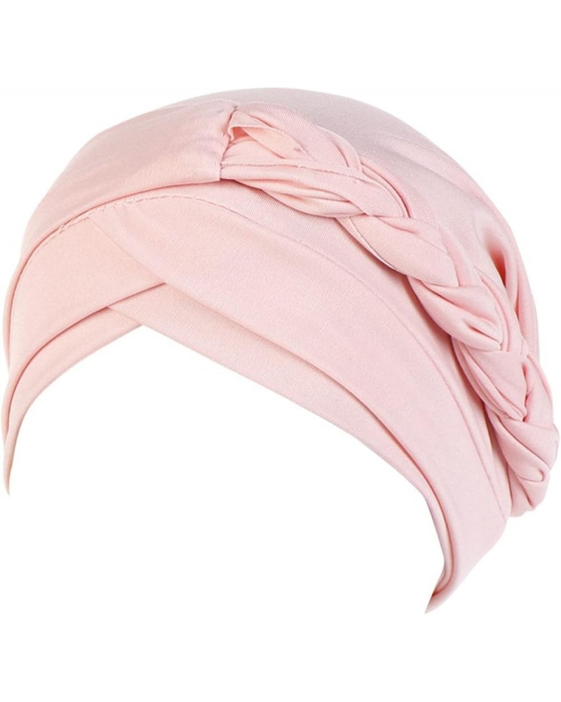 Braid Turban Cap for Women Ethnic Bohemia Hair Cover Wrap Hat African Pre Tied Bonnet Easter Bunny Pink $6.37 Skullies & Beanies