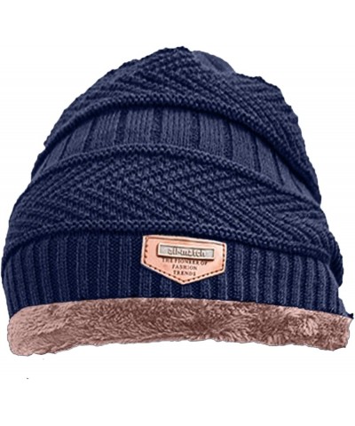 Women Knitted Hats Windproof Fleece Men's Winter Hat Winter Men's Gloves Scarf Hat Three-piece Warm Hat Knitted Hats Navy $10...