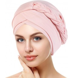 Braid Turban Cap for Women Ethnic Bohemia Hair Cover Wrap Hat African Pre Tied Bonnet Easter Bunny Pink $6.37 Skullies & Beanies