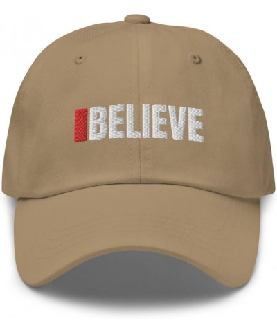 Believe with Red Line Mark Trendy Dad Cap for Men Dad Cap for Women - Christian Faith Based Funny Dad Hat Baseball Cap Hat Kh...